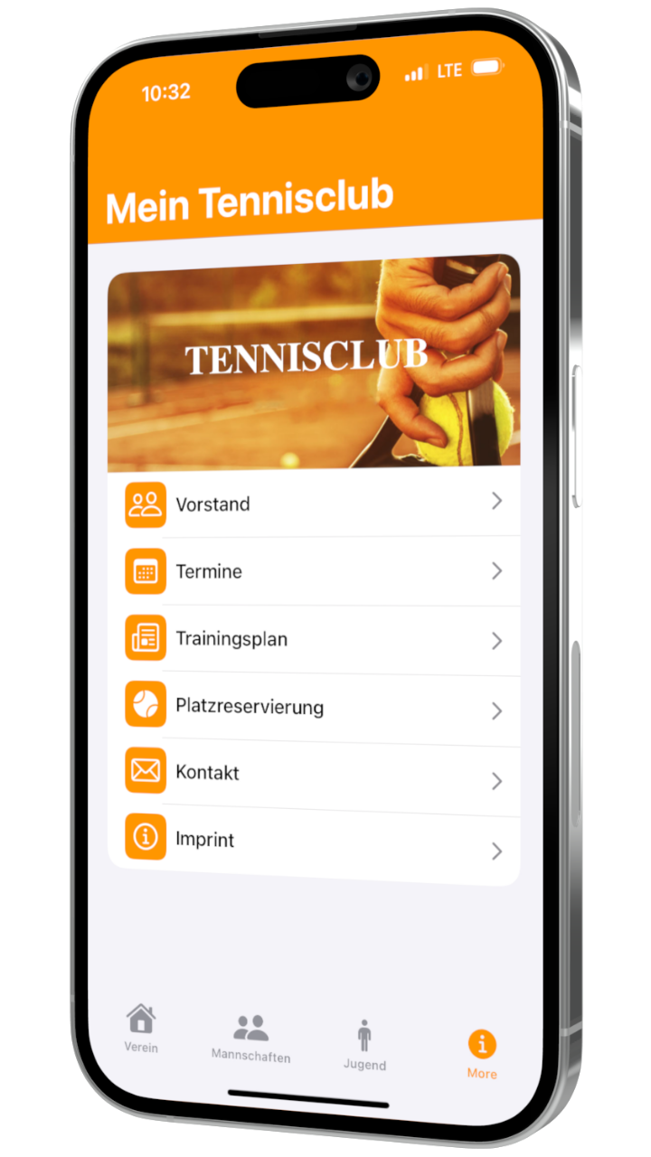 Mockup für die Tennisclub-App