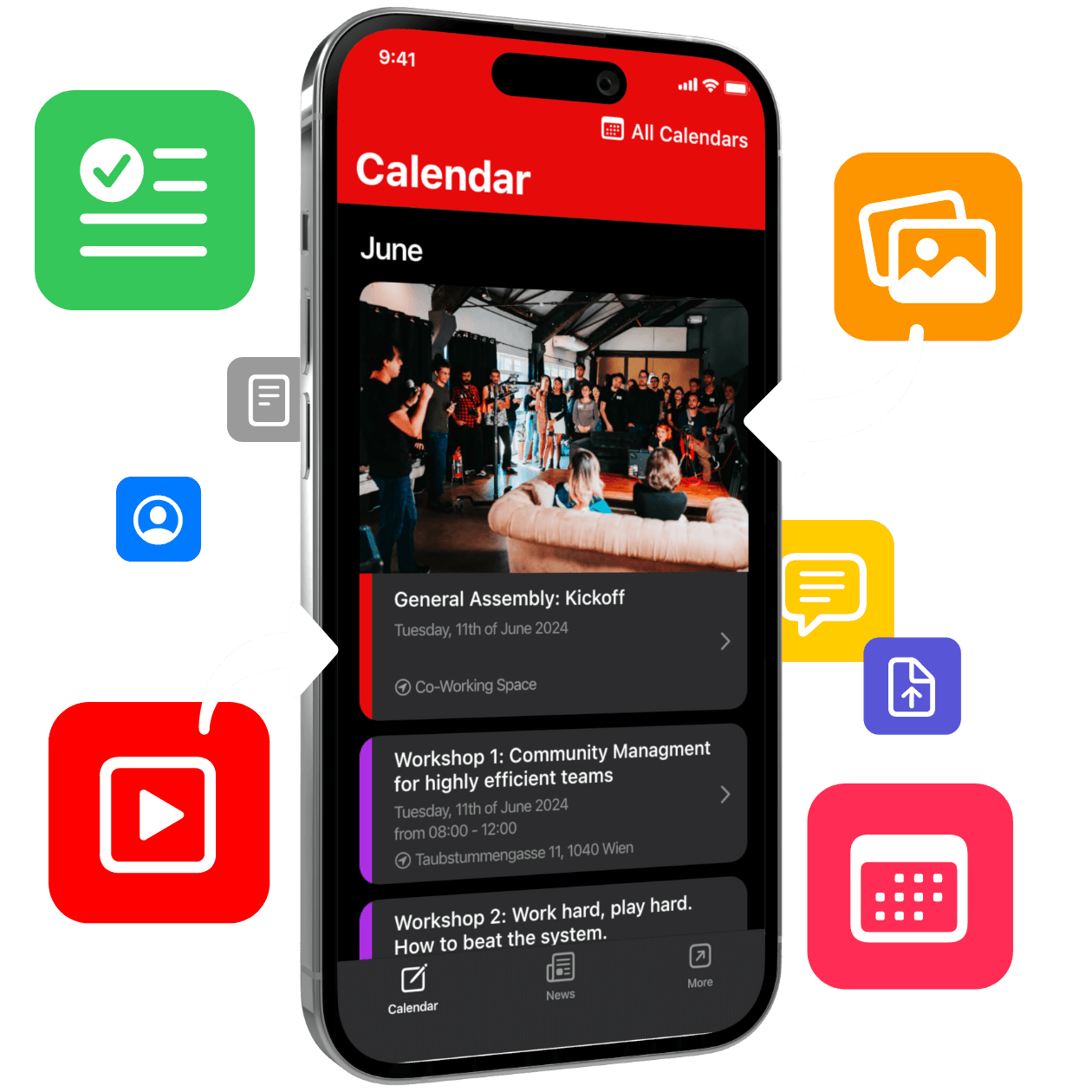 Bildschirme der Community-App